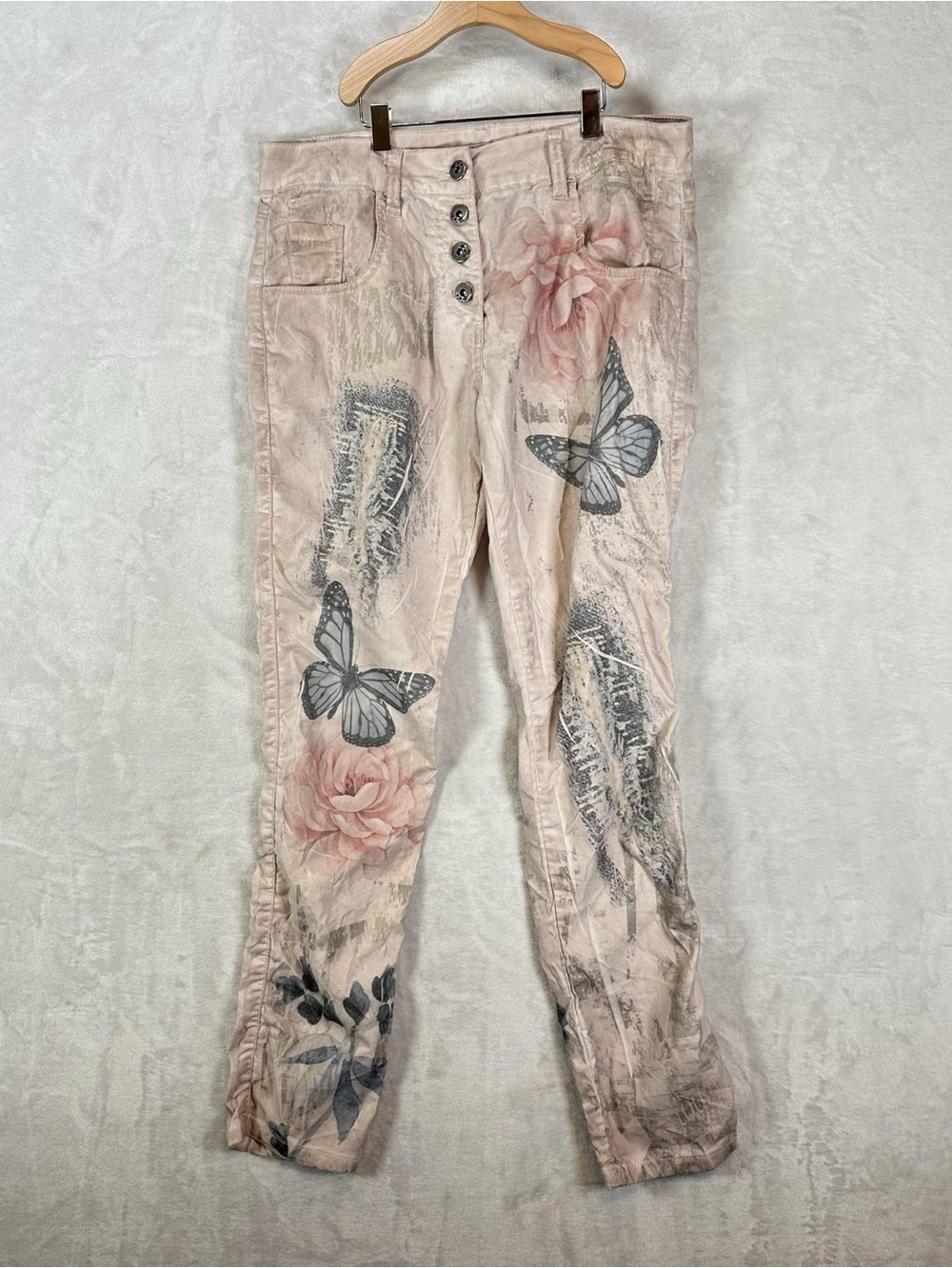 RARE Vintage Y2K Made in Italy Low Rise Butterfly Print Pants by Angela Mara